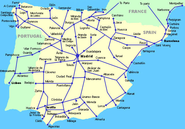 SPAIN RAIL MAP Imsa Kolese SPAIN RAIL MAP Imsa Kolese